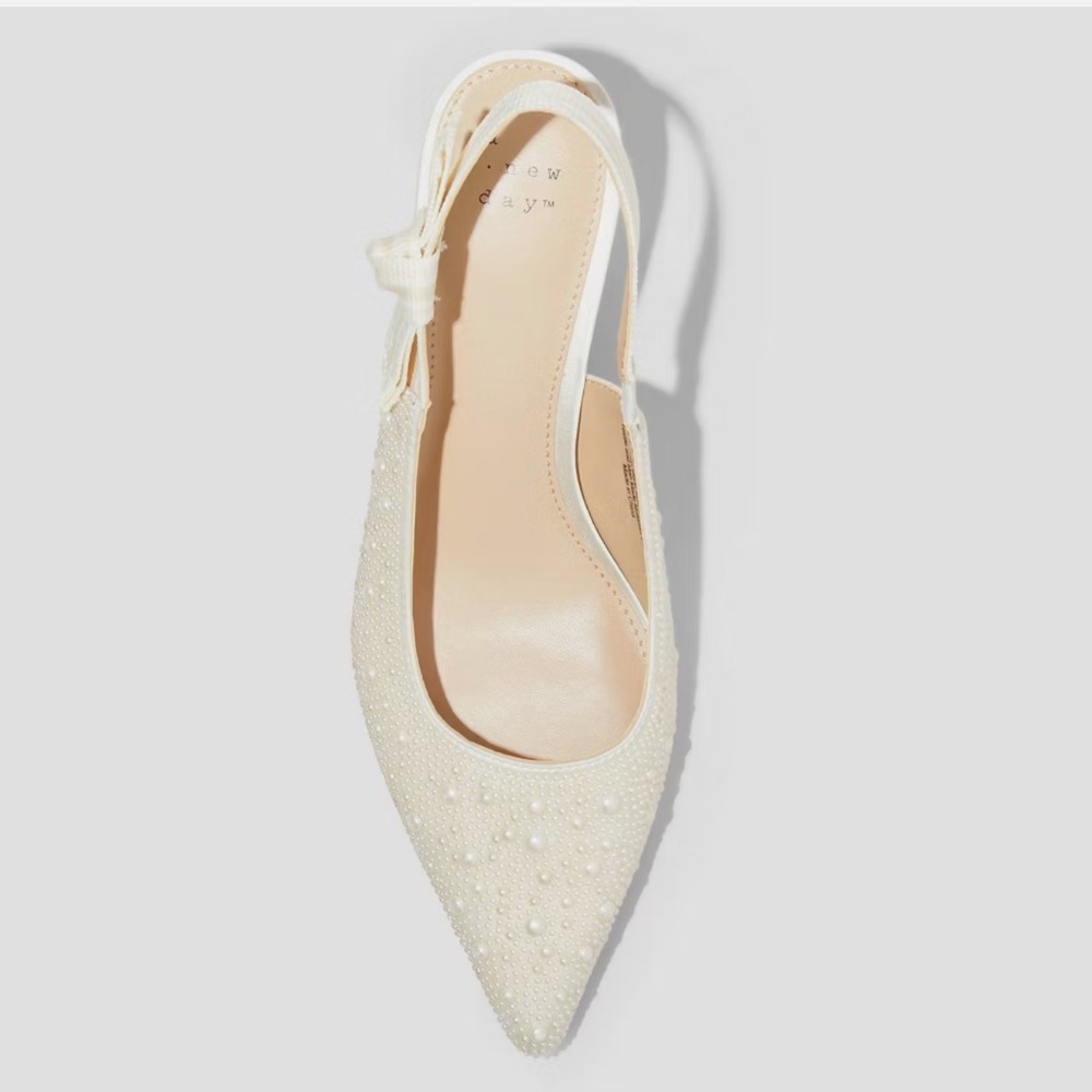a new day Pear Embellished Ivory “Milan” Slingbacks